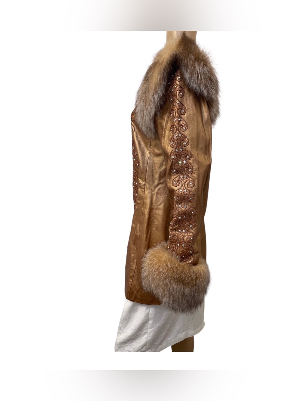 Vintage Dero by Rocco D'Amelio Women's Metalic Copper Fur Jacket,M - Picture 4 of 14
